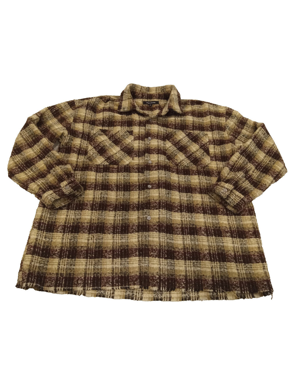 PacSun Oversized Shacket Jacket Mens XL Brown Plaid Textured Wool Blend Flannel
